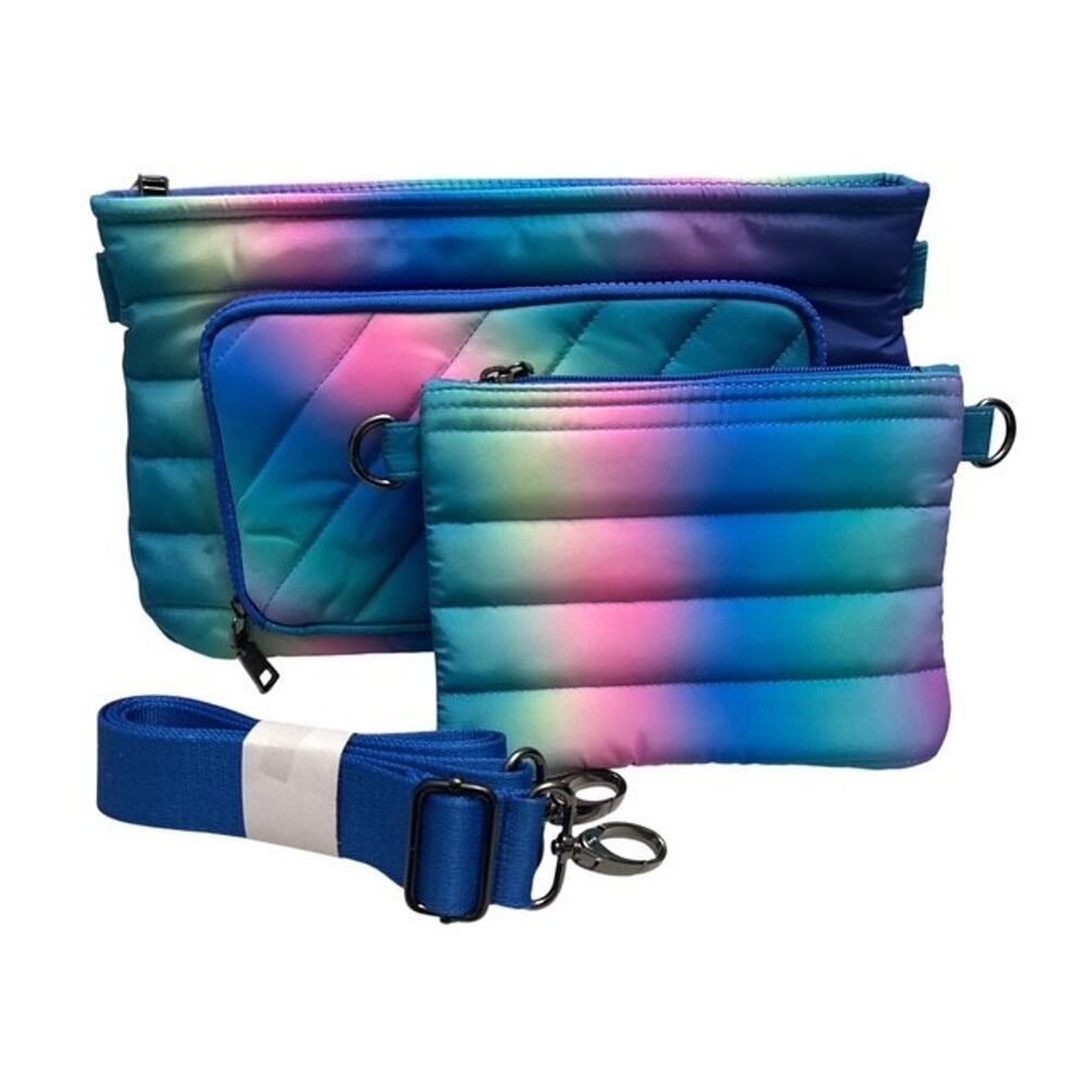 THINK ROYLN Quilted Rainbow Art Crossbody Purse Detachable Strap Pouch Bag RFID